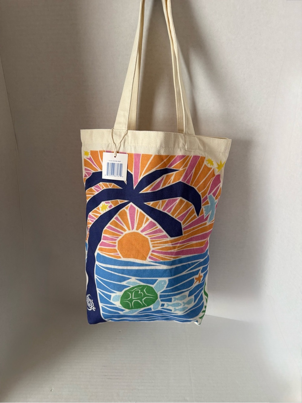 Canvas Beach Tote with Tropical Sunset Print Earth Breeze